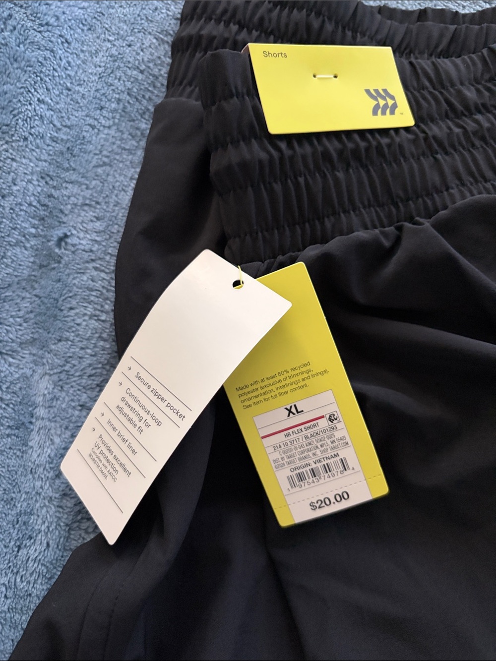 all in motion Black Athletic Shorts with Neon Yellow Tag - Picture 2 of 9